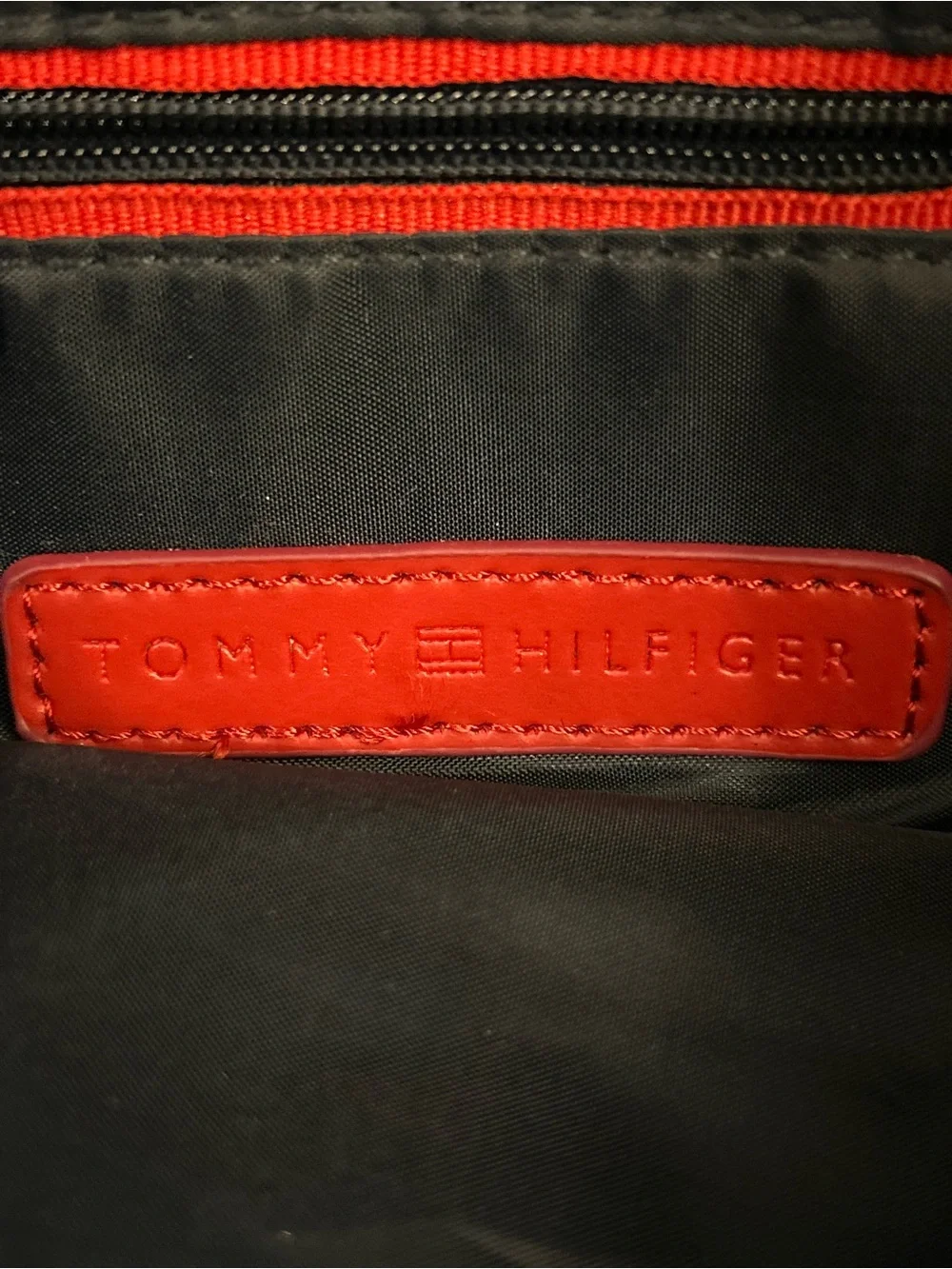 Tommy Hilfiger Monogram Crossbody Bag Black Tan Adjustable Strap